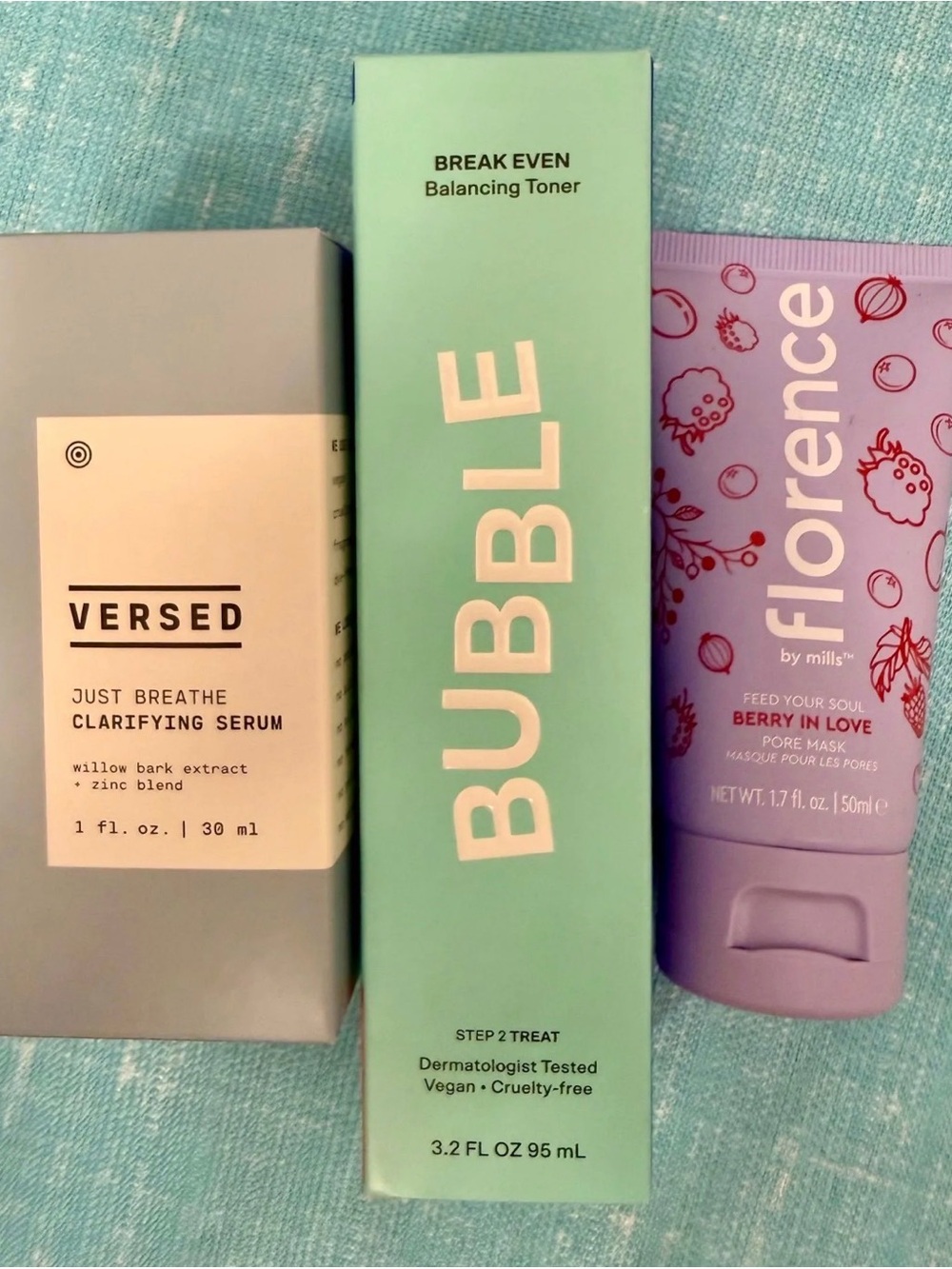 Versed, Bubble, Florence By Mills Skincare Trio Bundle